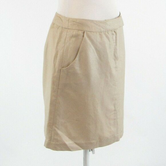 Beige CYNTHIA ROWLEY shimmery A-line skirt size 4 - Picture 3 of 8